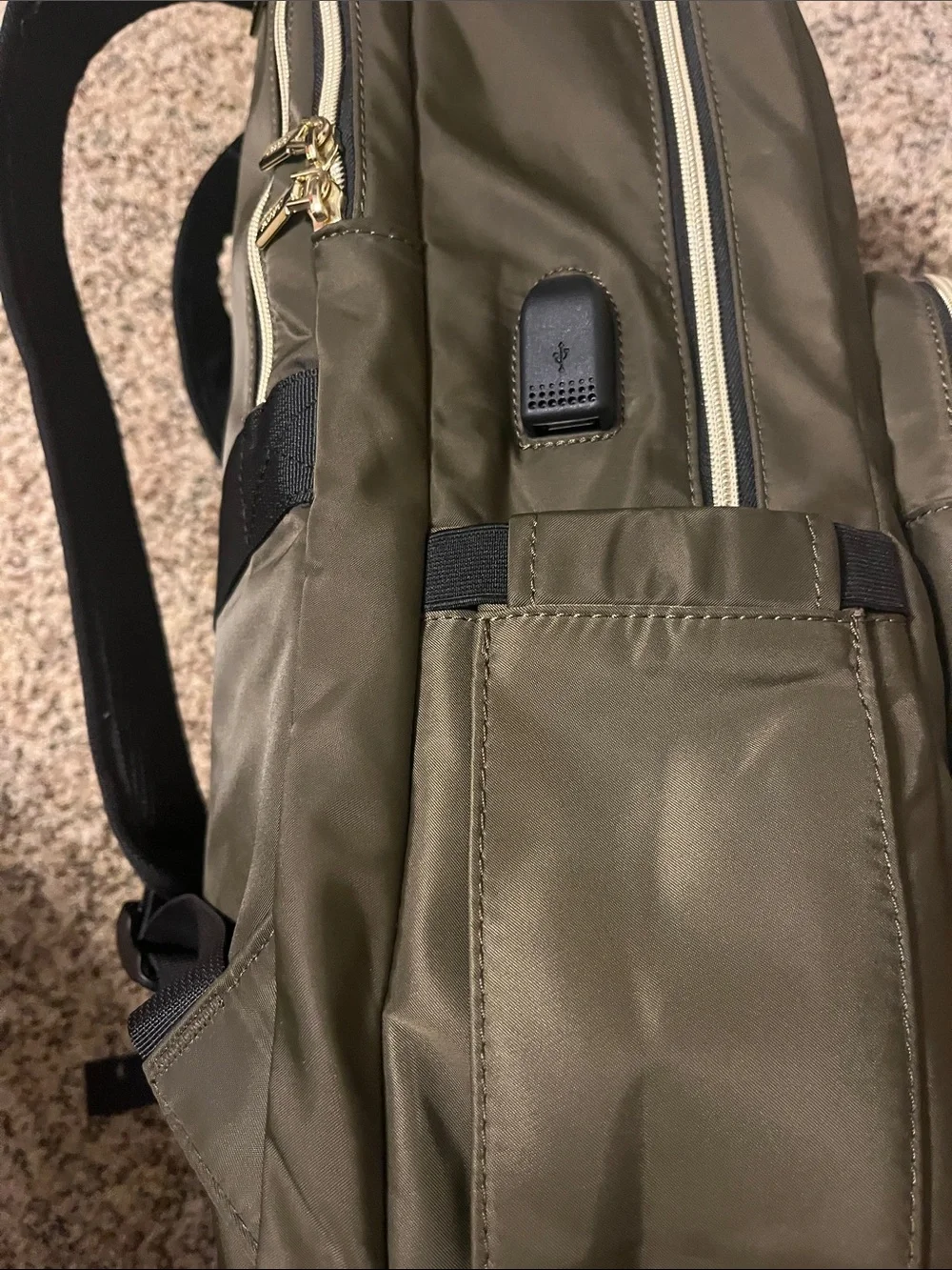 Olive Green  Lovevook Quilted backpack for work school or traveling